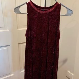 Maroon Velvet sleeveless mini dress